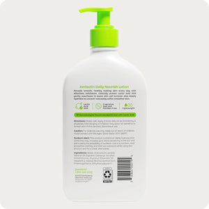 amlactin daily nourish body lotion back label with product details