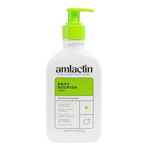 Front view of AmLactin Daily Nourish Therapeutic Body Lotion 7.9 oz with pump bottle
