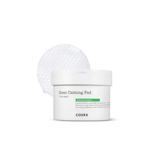COSRX Green Calming Pad jar with dual-textured calming pads for sensitive skin