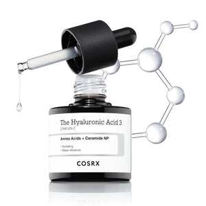 COSRX Pure Sodium Hyaluronic Acid 3% Serum bottle with dropper showing lightweight hydrating texture