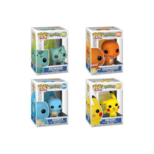 Funko Pop Pokémon Ultimate Starter Bundle 4 Pack including Bulbasaur, Charmander, Squirtle and Pikachu boxed figures