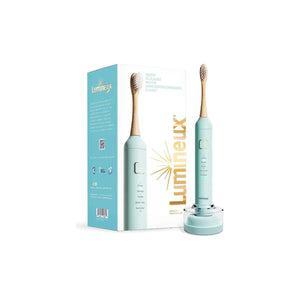 Lumineux sonic bamboo electric toothbrush with charging base and retail packaging box