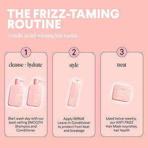 MONDAY Haircare Smooth shampoo and conditioner frizz taming hair routine steps