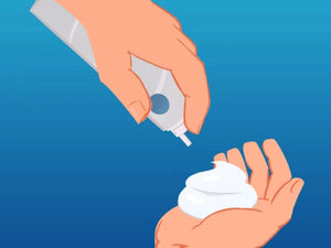 Close-up of Rogaine Men’s 5% Foam being dispensed into hand for topical application