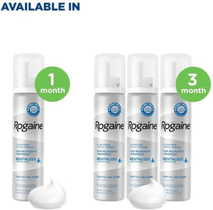 Rogaine Men’s 5% Foam shown in one-month and three-month supply options
