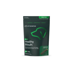 VetriScience Healthy Mouth Perio Plus dental chews for dogs chicken flavor 30 count package front view.