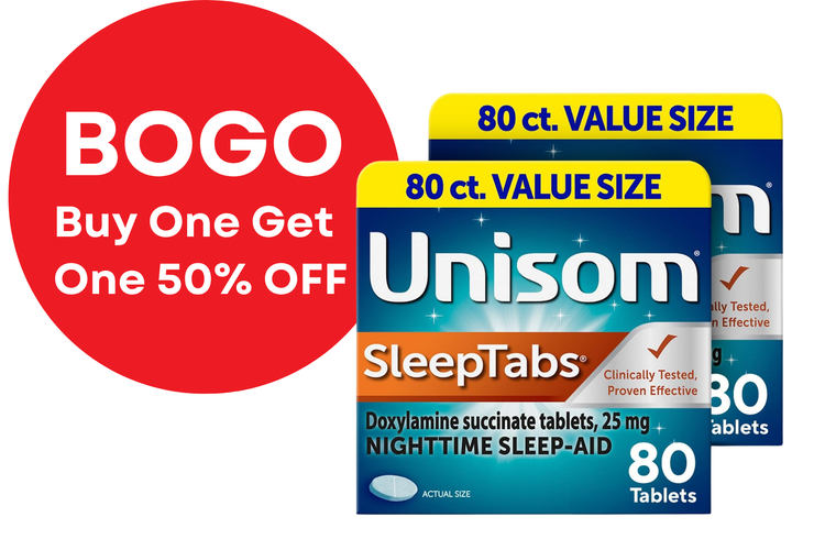 Unisom SleepTabs Nighttime Sleep Aid Tablets – Doxylamine Succinate, 80 Count