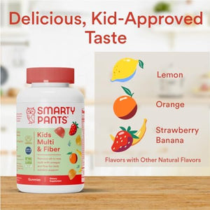 SmartyPants Kids Multivitamin Gummies and Fiber Supplement: Vitamin D3, C, Vitamin B12, B6, A, Zinc, Biotin, Inositol, Fiber Gummies, Three Fruit Flavors, 120 Count (30 Day Supply)|B00CX6DM0O