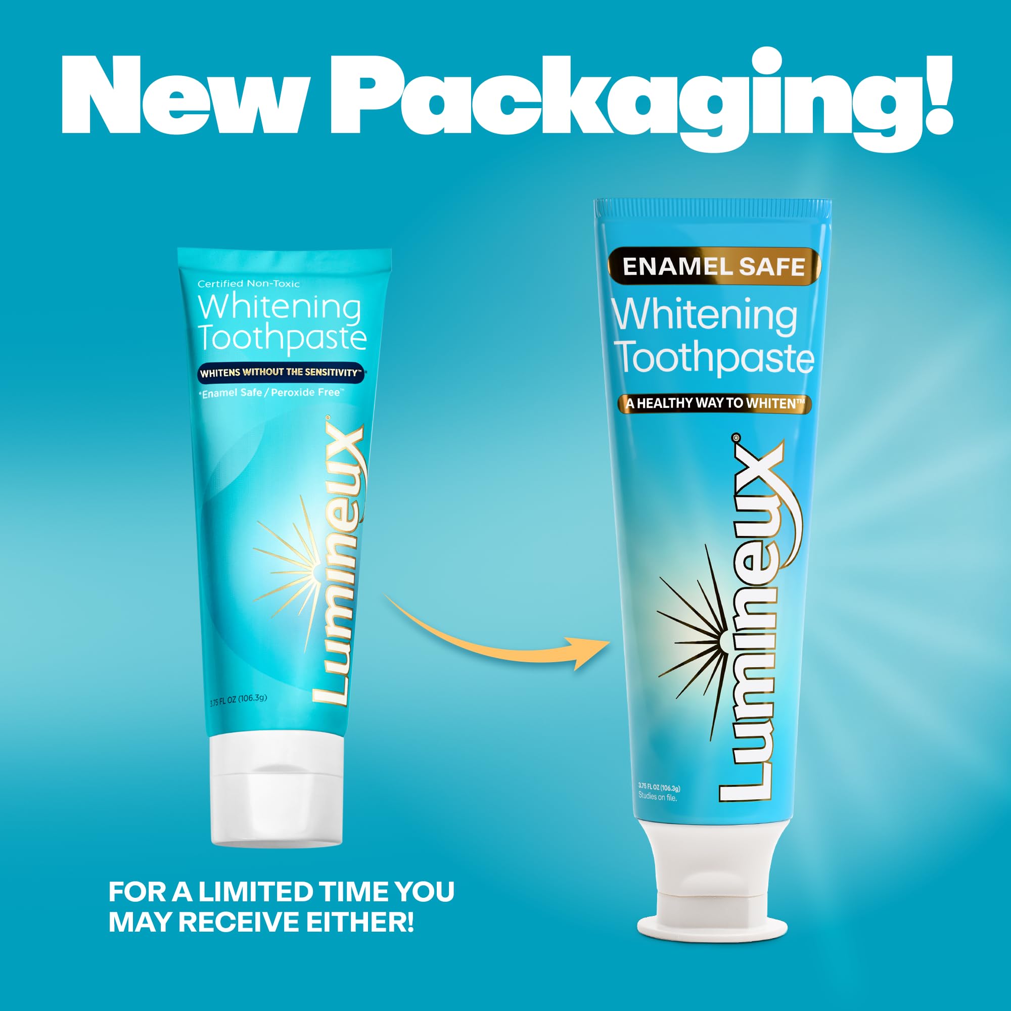 Lumineux Teeth Whitening Toothpaste Peroxide Free Enamel Safe for Sensitive Whiter Teeth, Fluoride Free, No Alcohol, Artificial Colors, SLS Free Dentist Formulated - 3.75 Oz