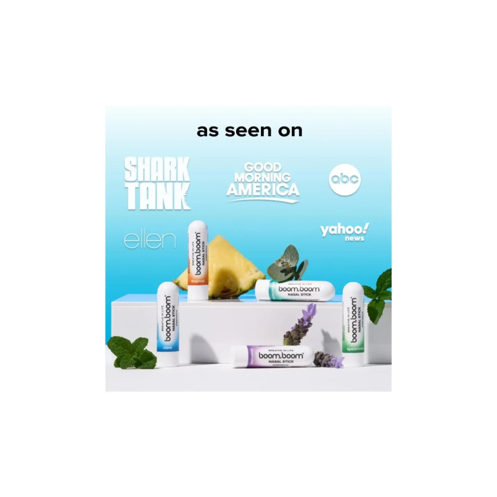 BoomBoom Nasal Stick | Vapor Flow Technology | Cool Refreshing Sensation | Natural Mood Boost | Simple Ingredients | Essential Oils + Menthol Inhaler