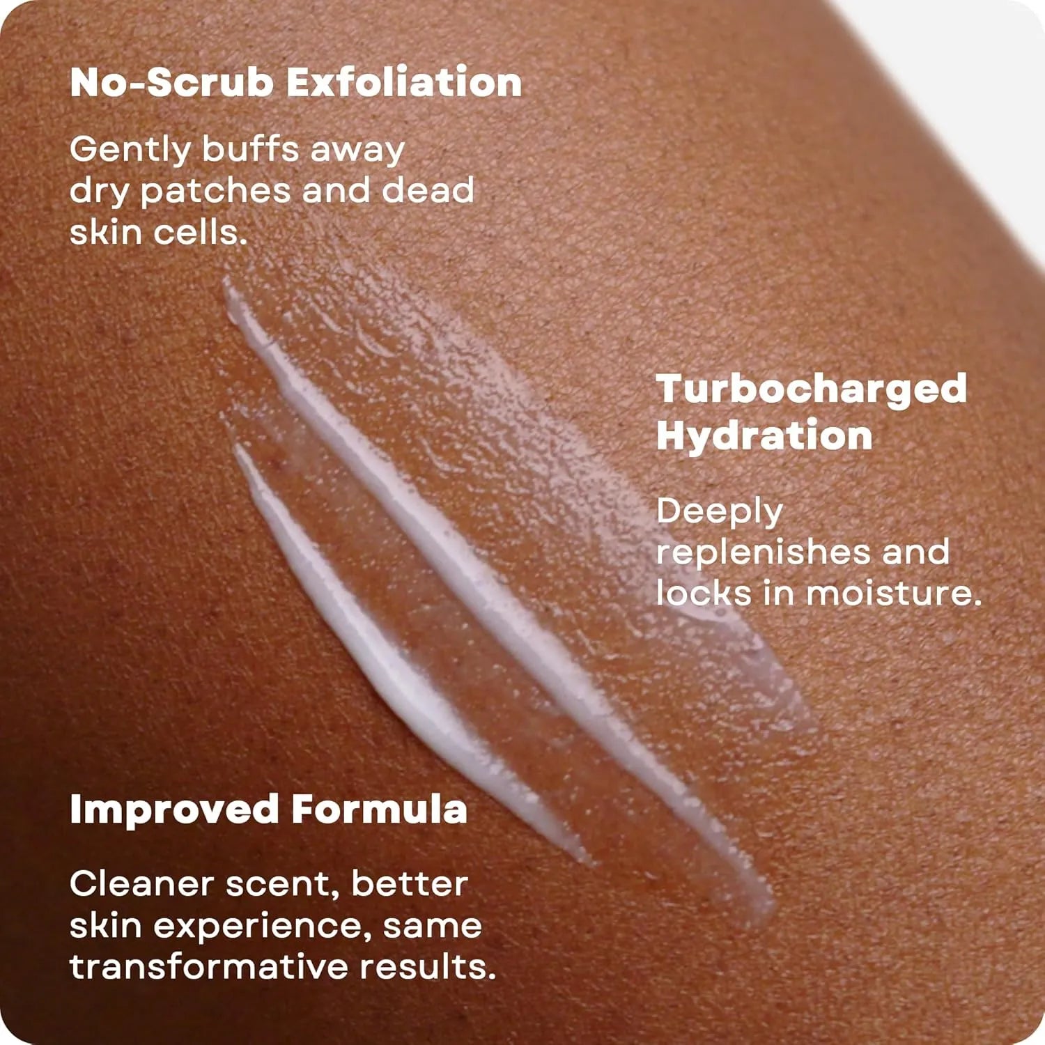 Close-up of AmLactin Daily Nourish 12 percent lactic acid lotion texture on skin