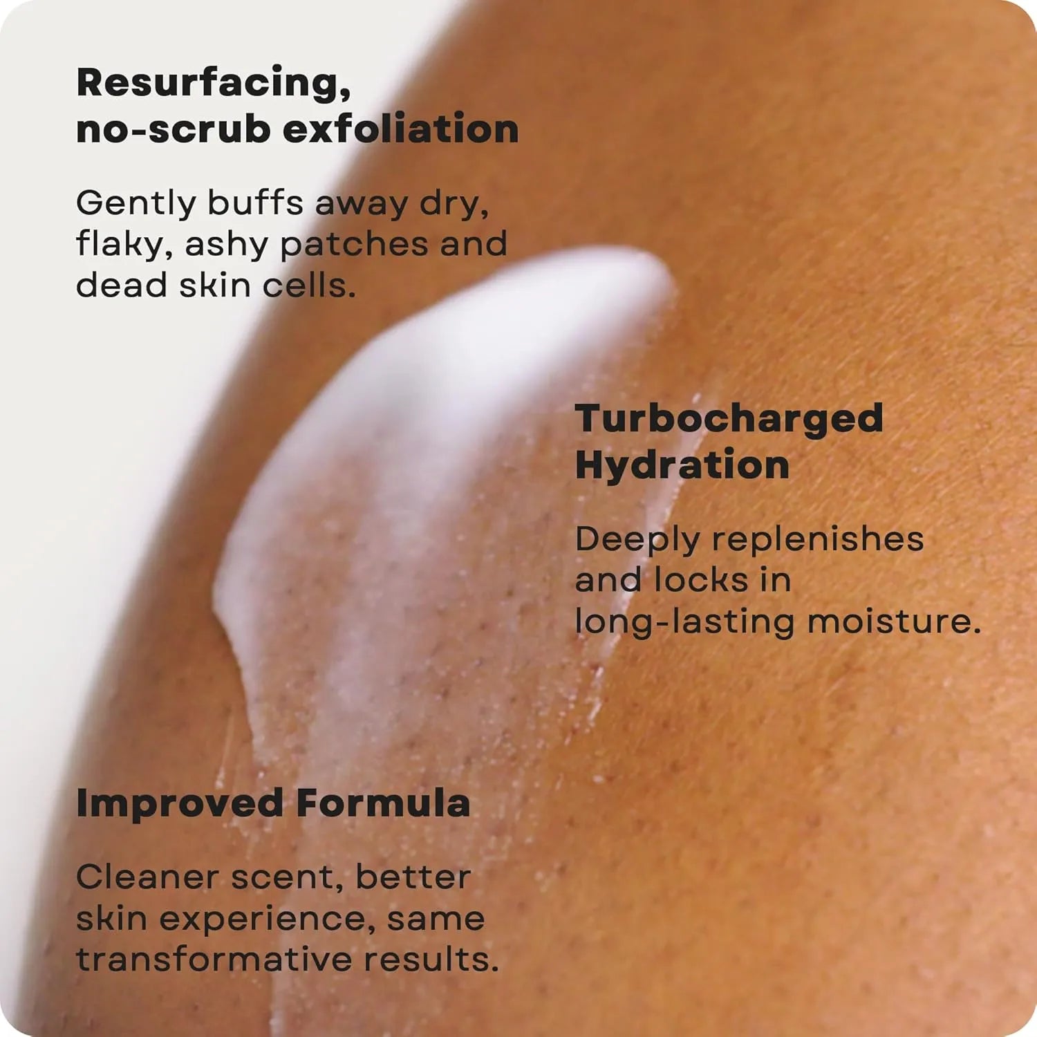 Close-up of AmLactin Intensive Healing Lotion with 15% lactic acid applied on dry skin