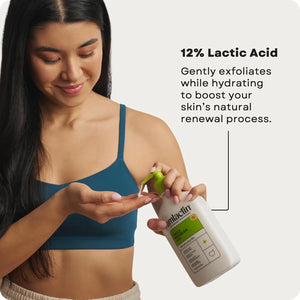 Person applying AmLactin Daily Nourish 12 percent lactic acid body lotion to dry skin