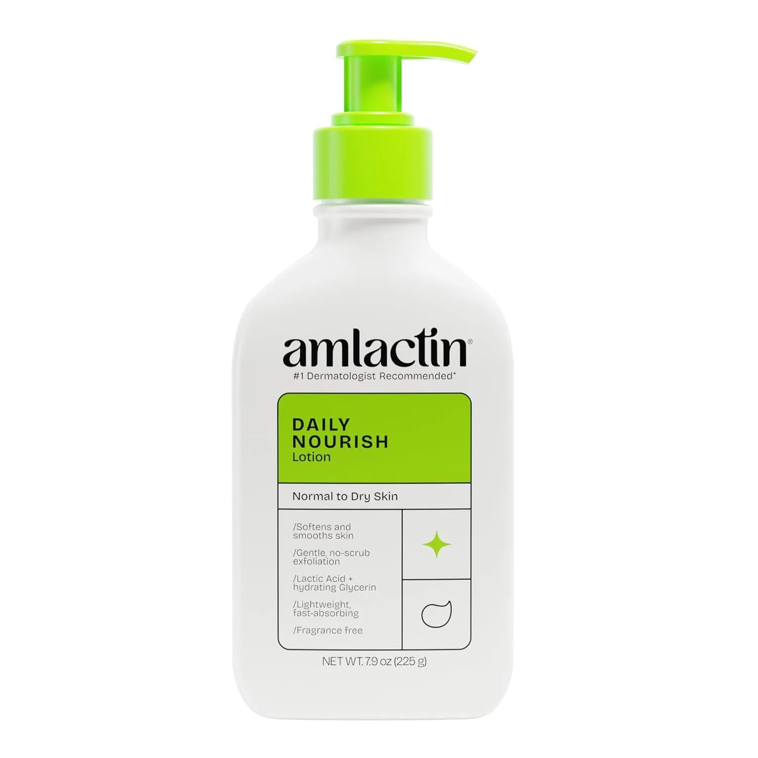 Front view of AmLactin Daily Nourish Therapeutic Body Lotion 7.9 oz with pump bottle