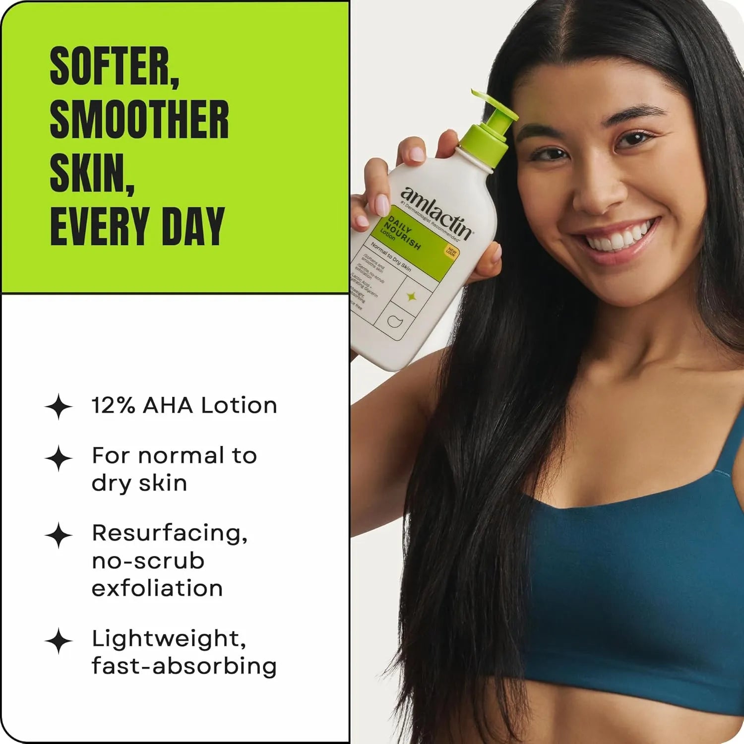 AmLactin Daily Nourish body lotion promoting softer and smoother skin with daily use