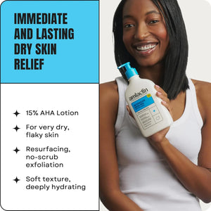 Model applying AmLactin Intensive Healing Body Lotion for extremely dry skin relief