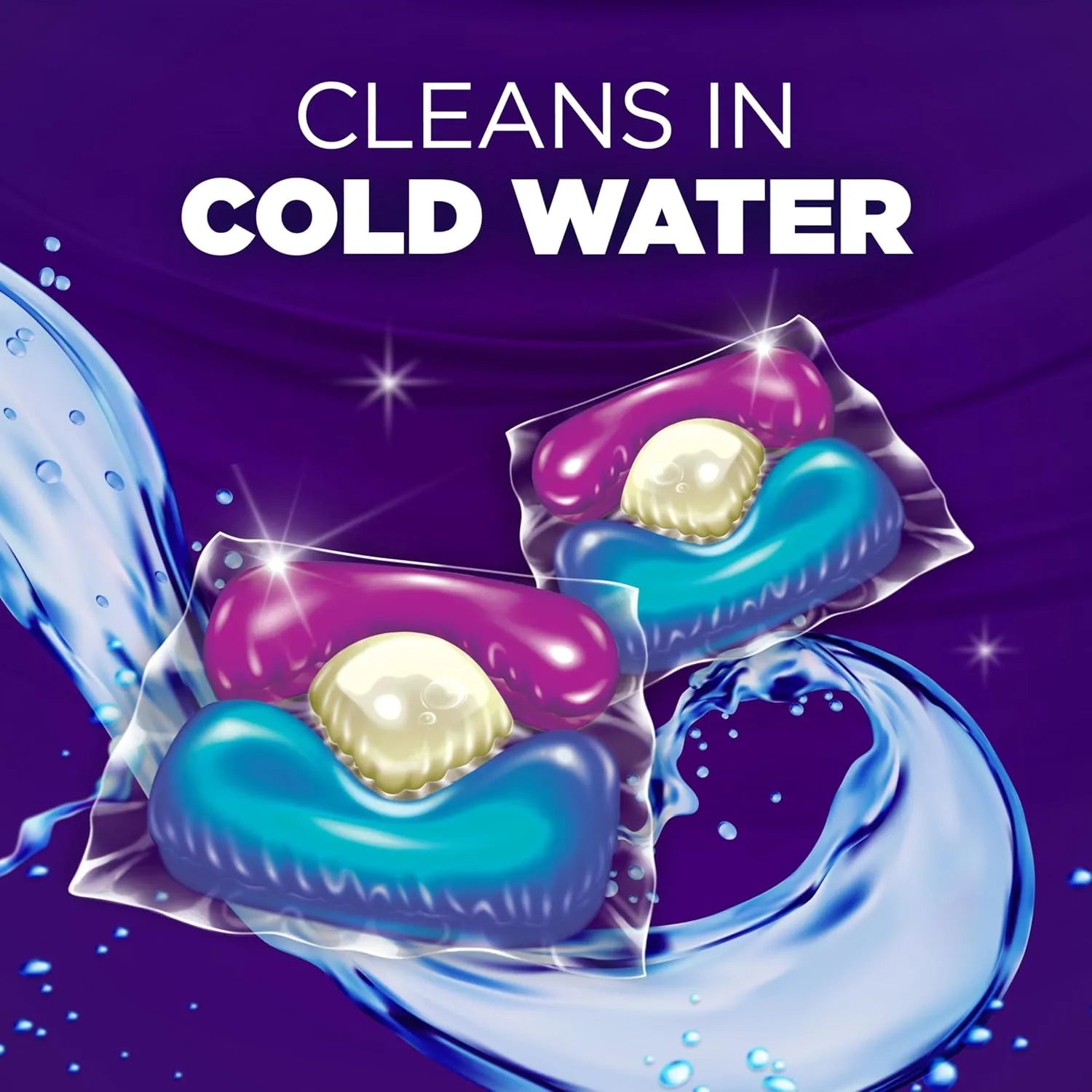 Arm & Hammer Plus OxiClean Power Paks showing effective cleaning in cold water