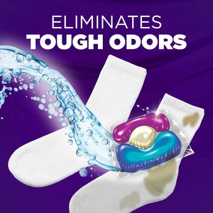 Arm & Hammer Plus OxiClean Power Paks eliminating tough odors from laundry