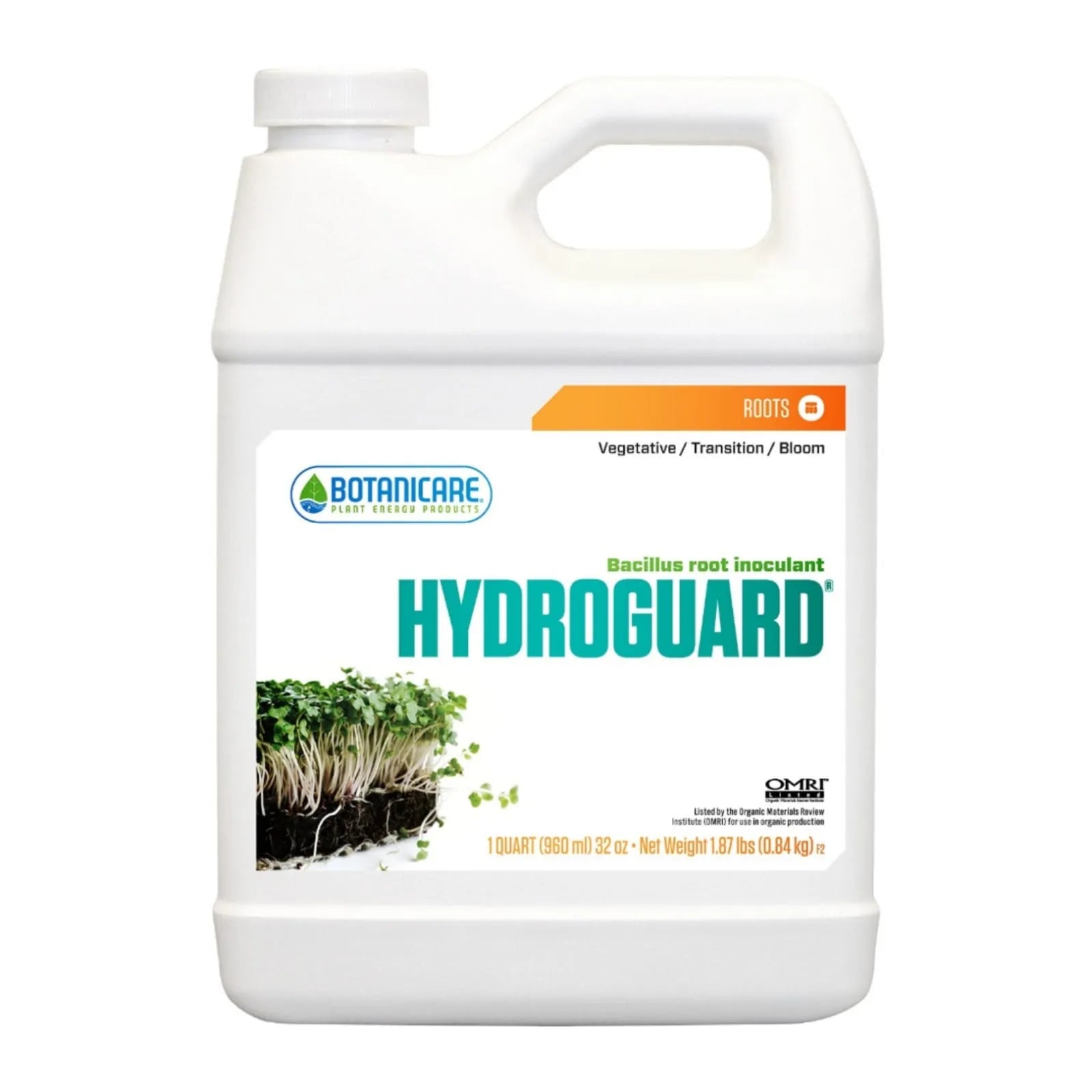 Botanicare Hydroguard Bacillus root inoculant 1 quart bottle front view