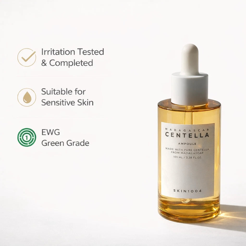 Madagascar Centella Ampoule bottle suitable for sensitive skin and EWG green grade