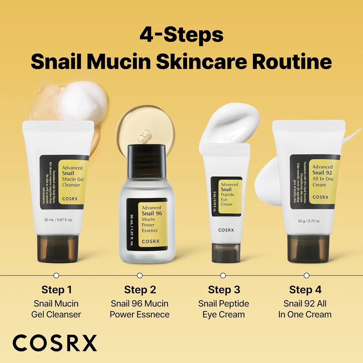 COSRX 4 step snail mucin skincare routine set