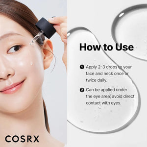 How to use COSRX Hyaluronic Acid 3 Serum with dropper application on face and neck