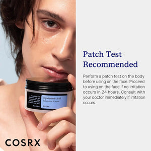 COSRX Hyaluronic Acid Intensive Cream with patch test recommendation for sensitive skin