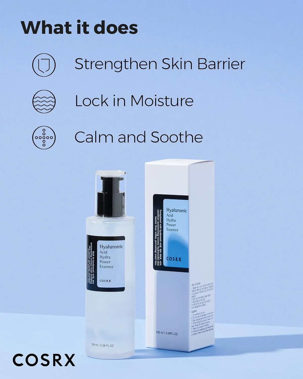 COSRX Hyaluronic Acid Hydra Power Essence strengthens skin barrier and locks in moisture