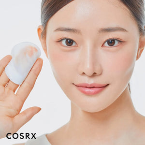 COSRX micellar cleansing water removing makeup residue on cotton pad