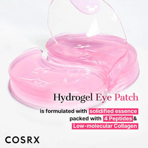 Close-up of COSRX Pink Peptides Collagen Hydrogel Eye Patch texture with peptides and collagen