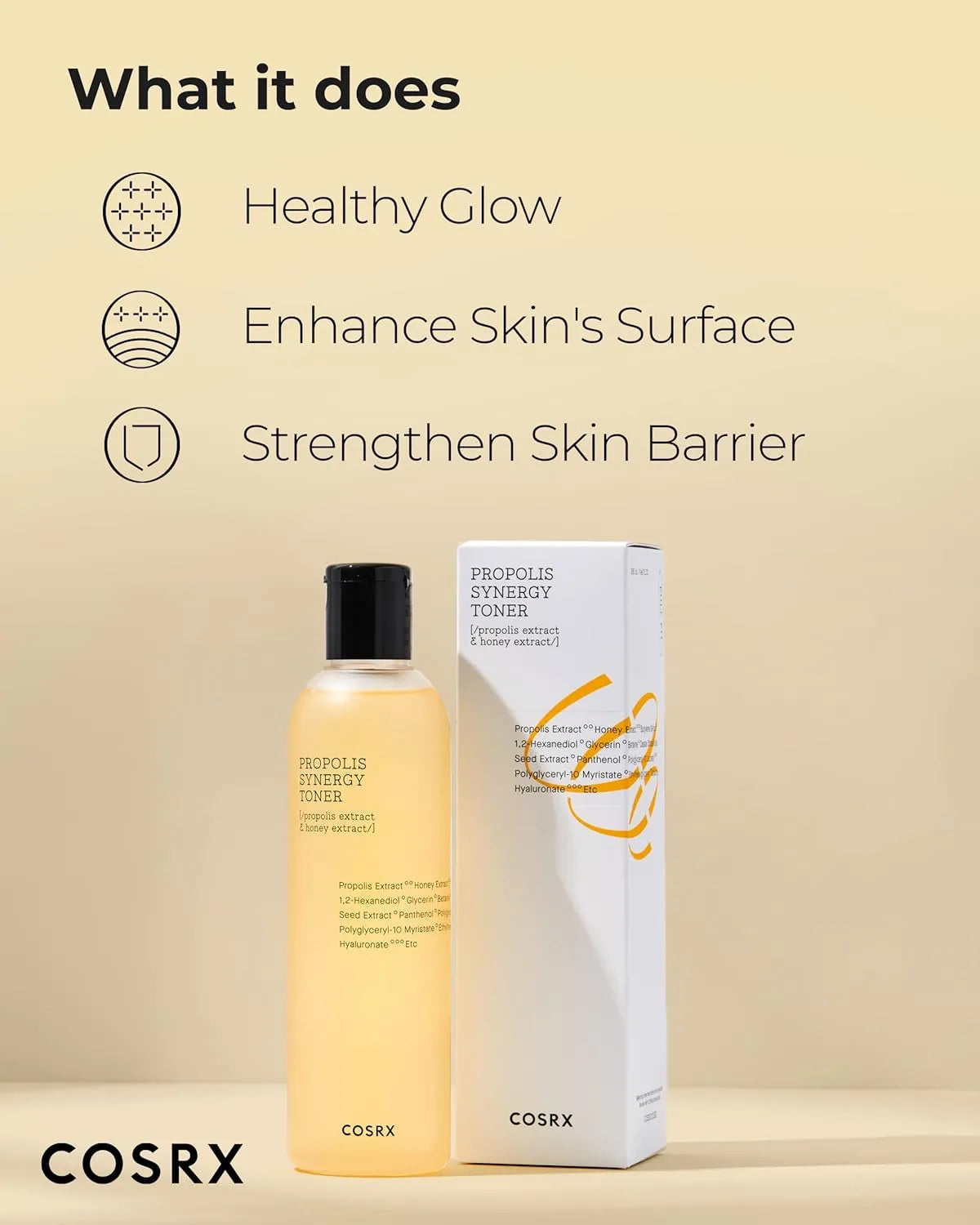 COSRX Propolis Synergy Toner benefits for glow hydration and skin barrier