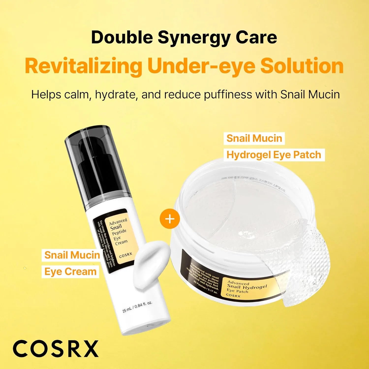 COSRX snail mucin eye cream and hydrogel eye patch for under-eye care