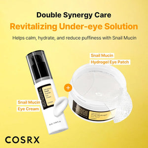 COSRX snail mucin eye cream and hydrogel eye patch for under-eye care