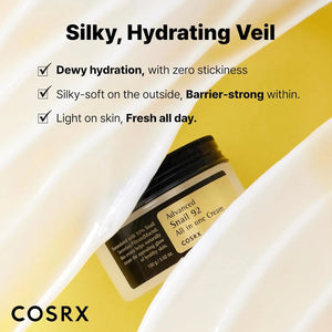Silky hydrating texture of COSRX Snail Mucin 92% face cream