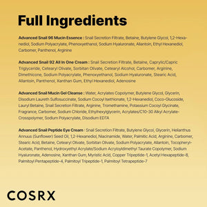 COSRX All About Snail Mucin skincare set full ingredient list