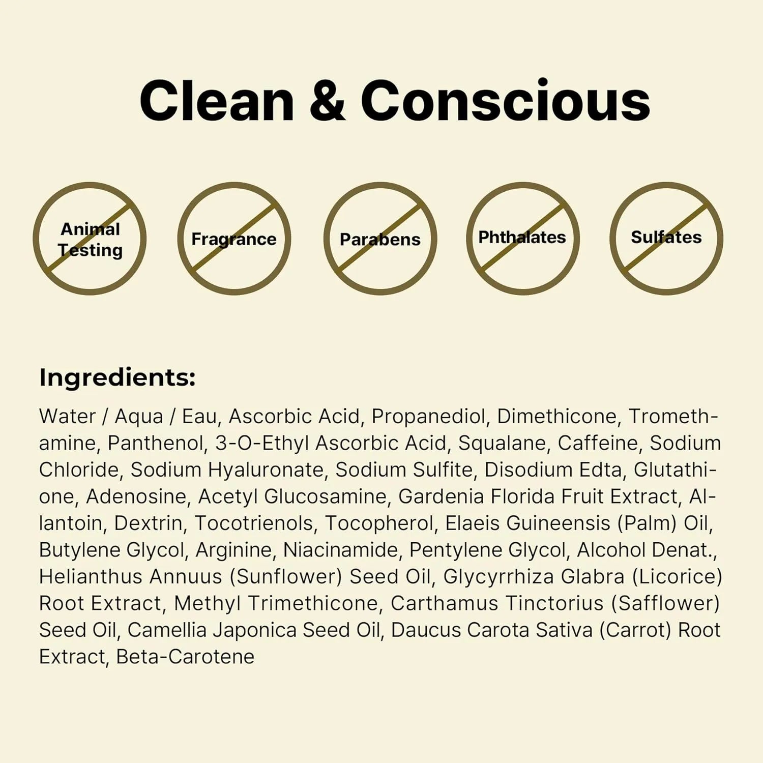 COSRX Vitamin C 23% serum highlighting clean formula free from fragrance, parabens, sulfates, and animal testing