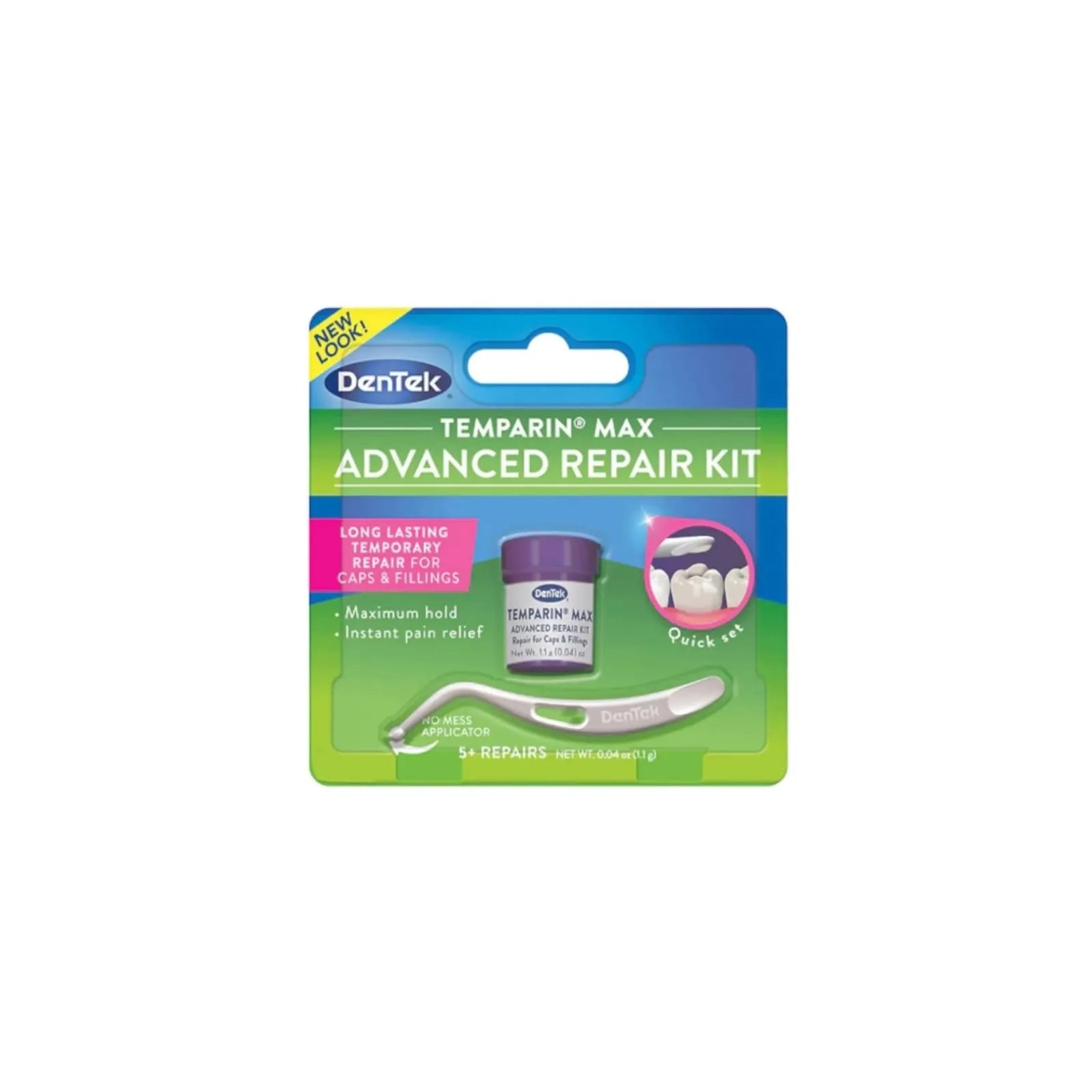 DenTek Temparain Max Advanced Repair Kit packaging on a white background