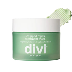 Divvi whipped repair treatment mask jar with a white lid on a white background