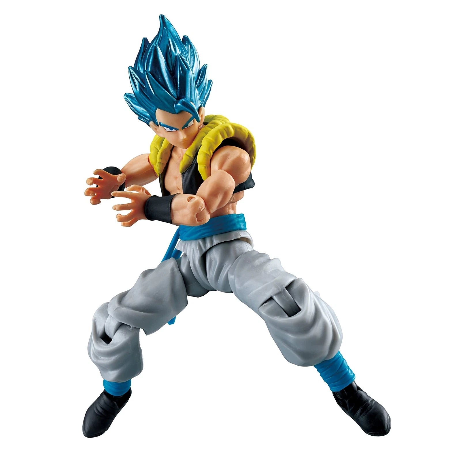 Dragon Ball Super Saiyan Blue Gogeta action figure in dynamic fighting stance with premium detailing