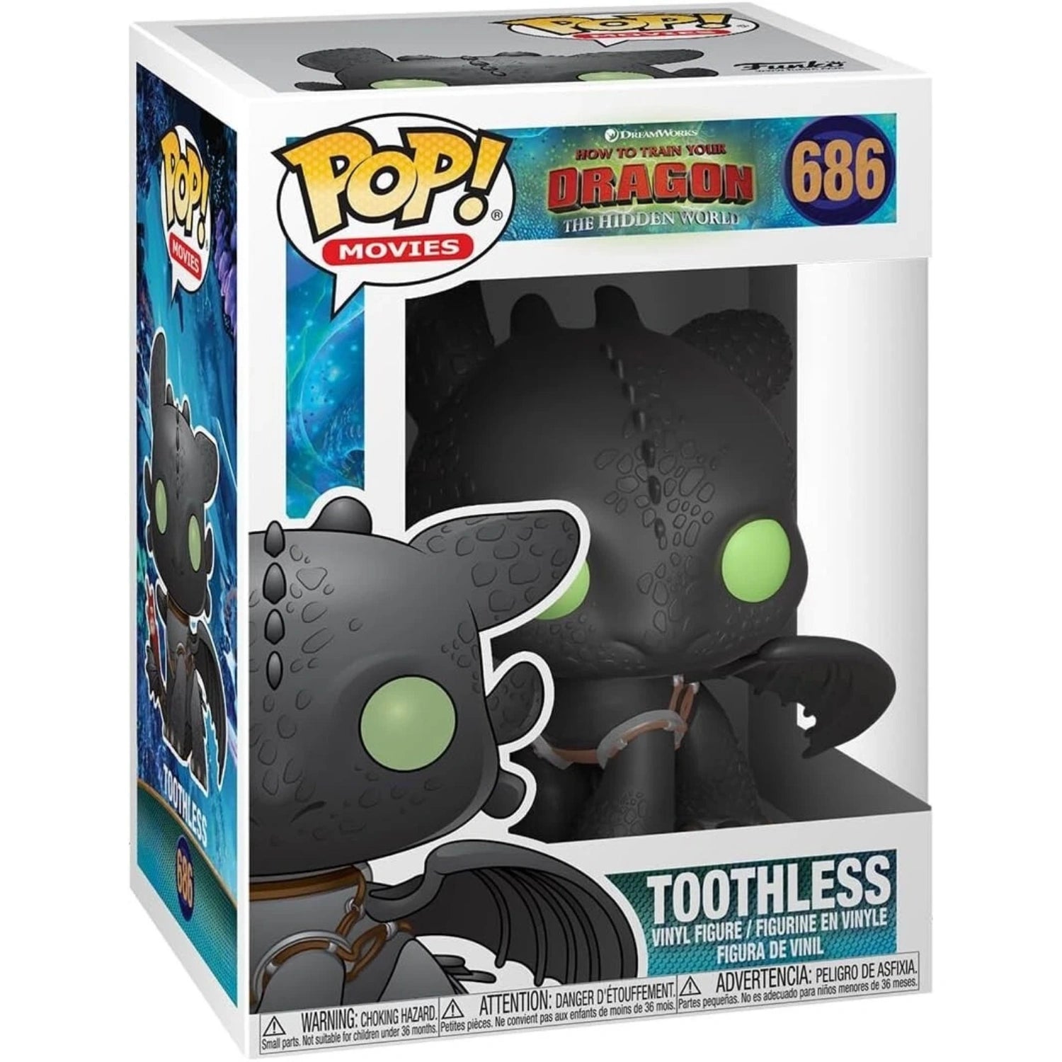 Funko Pop Movies How to Train Your Dragon The Hidden World Toothless vinyl figure #686 in original display box packaging