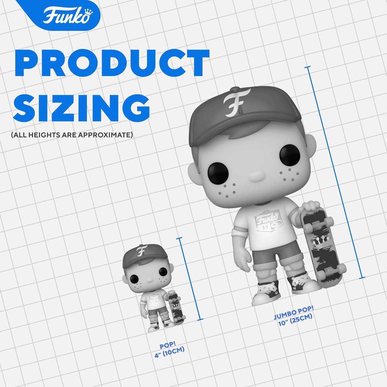 Funko Pop Jumbo Suicune product sizing comparison showing standard 4 inch Pop and 10 inch Jumbo Pop figure dimensions.