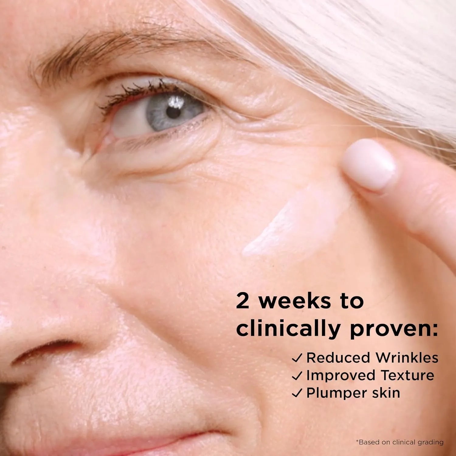 Close up of mature skin showing clinically proven wrinkle reduction and improved texture after using IT Cosmetics Confidence in a Cream