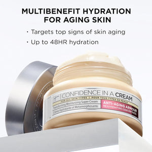 IT Cosmetics Confidence in a Cream multibenefit hydrating face moisturizer targeting signs of aging with 48 hour moisture