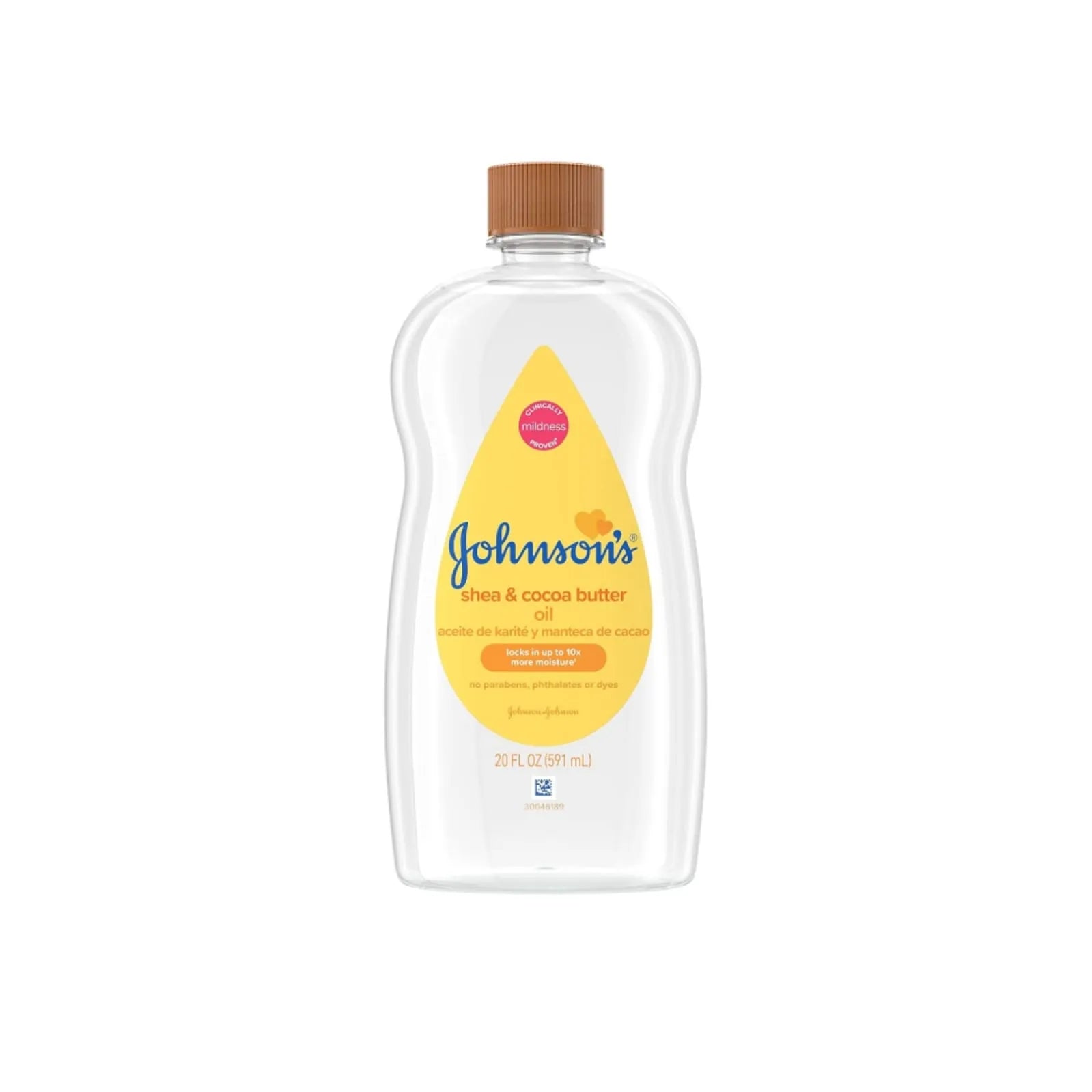 Johnson's Baby Oil with shea and cocoa butter 20 fl oz hypoallergenic mineral oil moisturizer for dry and sensitive skin