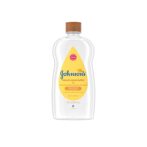 Johnson's Baby Oil with shea and cocoa butter 20 fl oz hypoallergenic mineral oil moisturizer for dry and sensitive skin