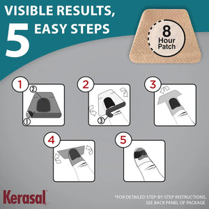 Kerasal 8 hour nail repair patch step by step instructions showing easy application for damaged nails