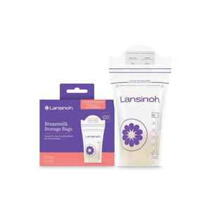 Lansinoh Breastmilk Storage Bags 100 count box and 6 oz milk storage bag, BPA-free freezer safe breast milk bags for baby feeding