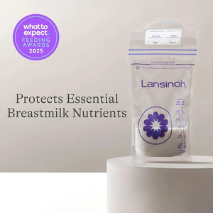 Lansinoh breastmilk storage bag protecting essential nutrients, award-winning BPA-free milk freezer bags for breastfeeding moms