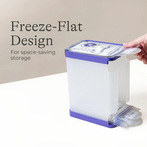 Lansinoh freeze-flat breast milk storage bags in compact organizer for space-saving freezer storage, 100 count baby essentials