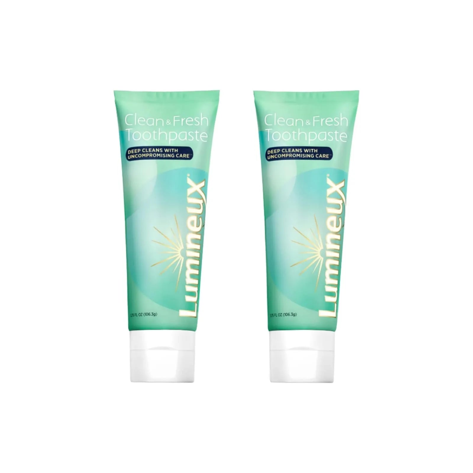 Two tubes of Lumineux Complete Care Toothpaste 3.75 oz each displayed side by side